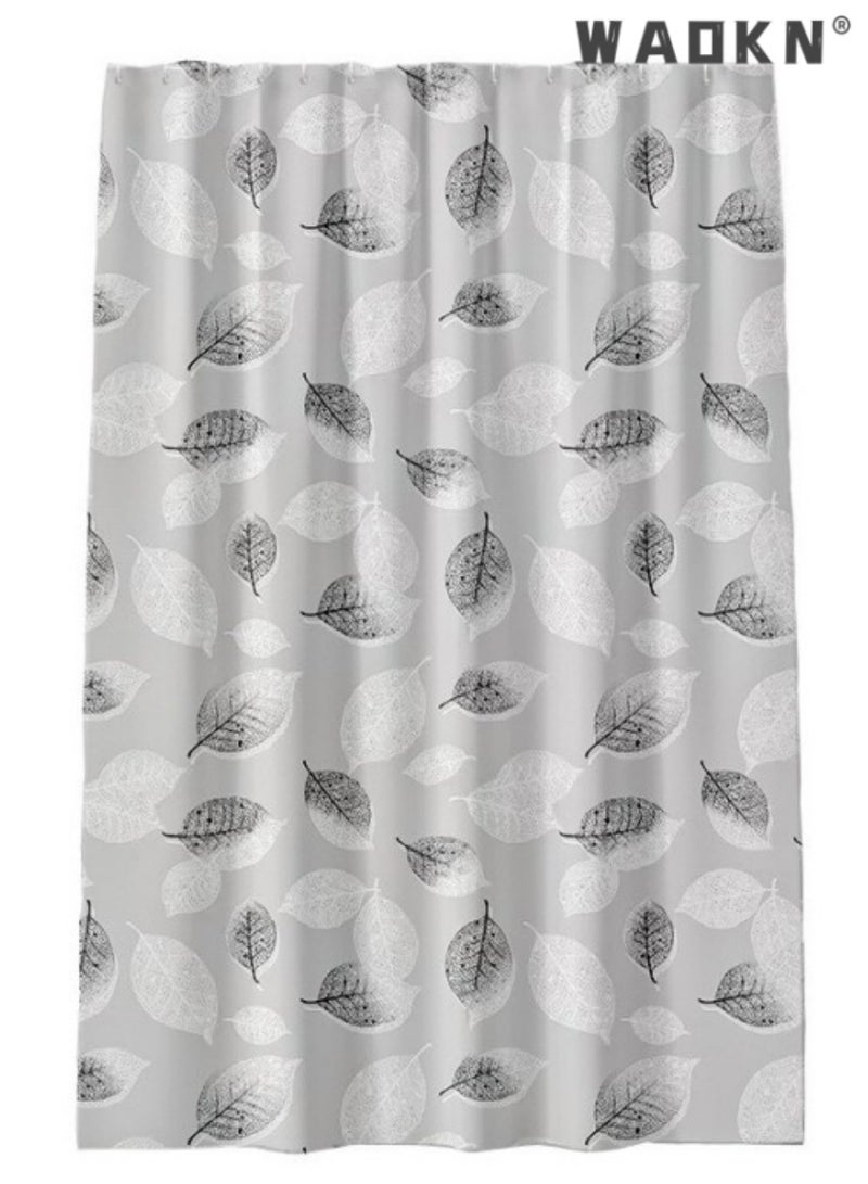 WAOKN Black & White Leaf Shower Curtain, Sanitary Partition Blind, Waterproof & Mildew Resistant Modern Simple Fashion Curtains for Bathroom (180 x 200 cm) - Image 1