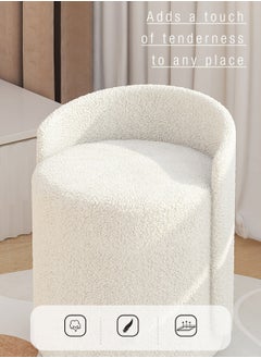 Merry Moments Wool Stool Boucle Upholstery Vanity Ottoman Makeup Seat Dressing Stool Footrest Ladies Stool Girl Chairs Lounge Chair for Bedroom Living Dining Retail Boucle Round H53xW41.5xL41.5 cm  - Image 4
