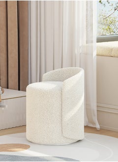 Merry Moments Wool Stool Boucle Upholstery Vanity Ottoman Makeup Seat Dressing Stool Footrest Ladies Stool Girl Chairs Lounge Chair for Bedroom Living Dining Retail Boucle Round H53xW41.5xL41.5 cm  - Image 3