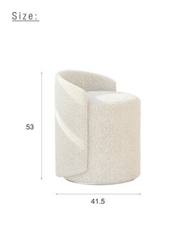 Merry Moments Wool Stool Boucle Upholstery Vanity Ottoman Makeup Seat Dressing Stool Footrest Ladies Stool Girl Chairs Lounge Chair for Bedroom Living Dining Retail Boucle Round H53xW41.5xL41.5 cm  - Image 5