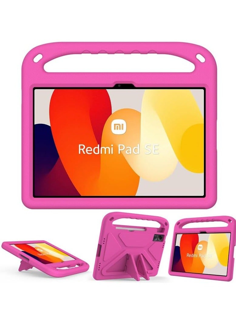 Kids Case For Xiaomi Redmi Pad SE 11-Inch (2023), EVA Foam Lightweight Shockproof Duarable, Tablet Cover with Handle Stand Case For Children Firendly, Pink - Image 2