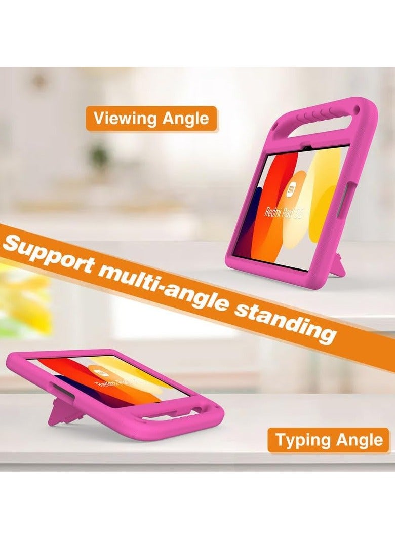 Kids Case For Xiaomi Redmi Pad SE 11-Inch (2023), EVA Foam Lightweight Shockproof Duarable, Tablet Cover with Handle Stand Case For Children Firendly, Pink - Image 3