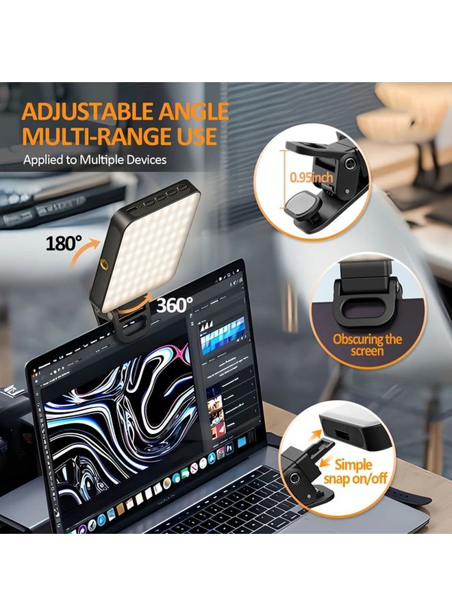 ضوء حلقة LED أسود قابل لإعادة الشحن، مرفق مغناطيسي، 3 أوضاع، بطارية USB 2000 مللي أمبير، مناسب للتصوير عبر أندرويد ومكالمات الفيديو - Image 5