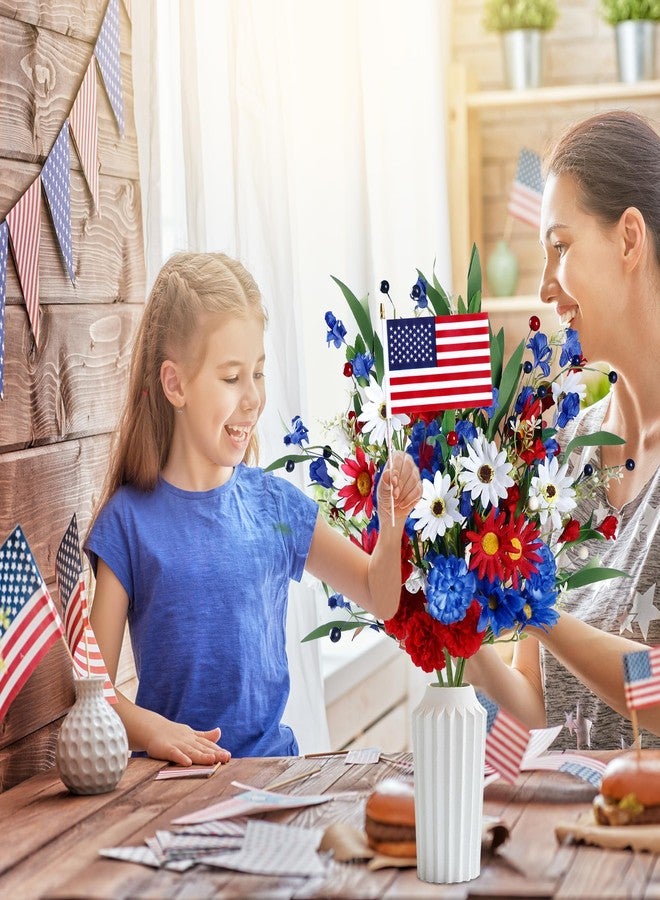Sggvecsy Patriotic Artificial Flowers 6Pcs Memorial Bouquet Fake Red White and Blue Cemetery Flowers with Marigold Daisy for Grave 4th of July Memorial Day Independence Day Veterans Decoration - Image 5