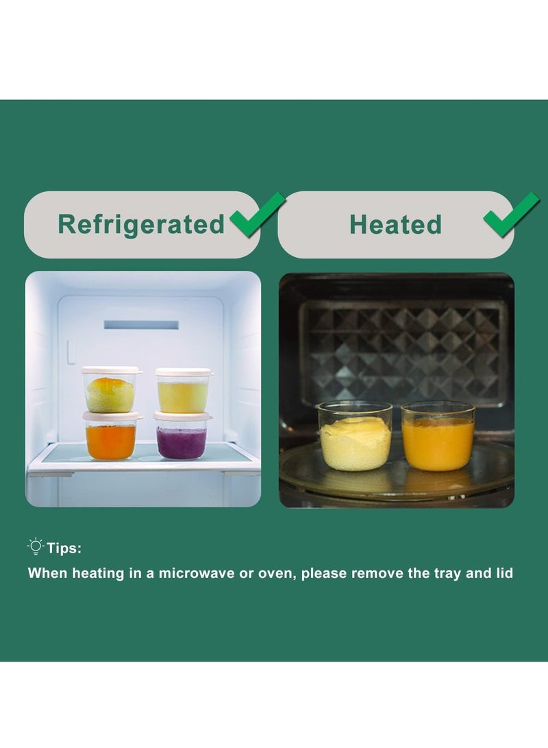 Bukela 4 Packs Small Glass Baby Food Storage Containers with Lids and Stackable Tray, Leakproof Small Airtight Glass Jars, 75ml - Image 3