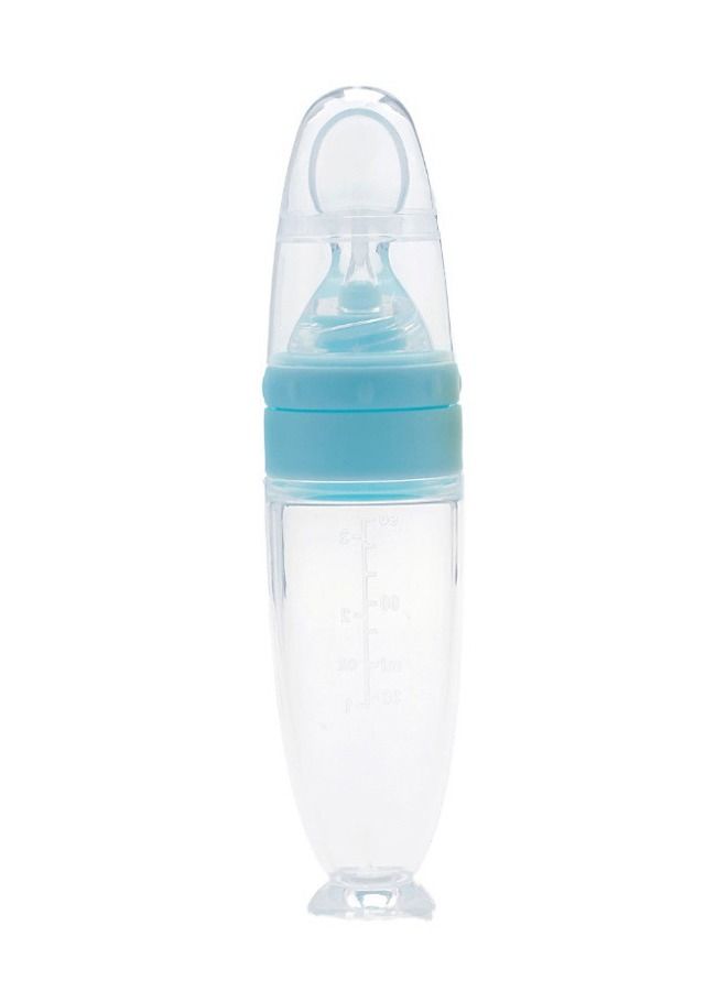 Umiwin Leak-proof Food Dispensing Silicone Baby Feeding Bottle and Spoon Blue/Clear - Image 1