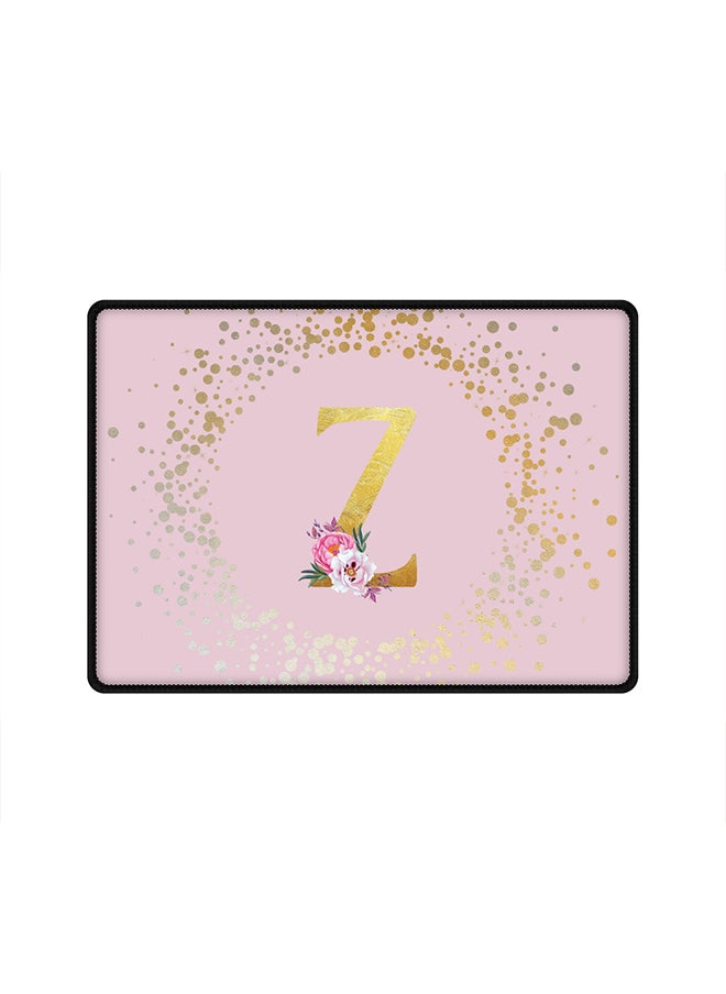 Designer Gaming Mouse Pad  Anti-Skid Mousepad Large Keyboard Mouse Pad Desk Mat Custom Monogram Initial Letter Floral Pattern Alphabet - Z  (Pink)