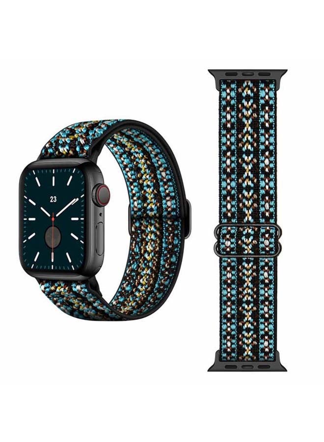 Perfii Funky Adjustable Braided Solo Band For Apple Watch Series 6/SE/5/4/3/2/1 40/38mm Blue Line