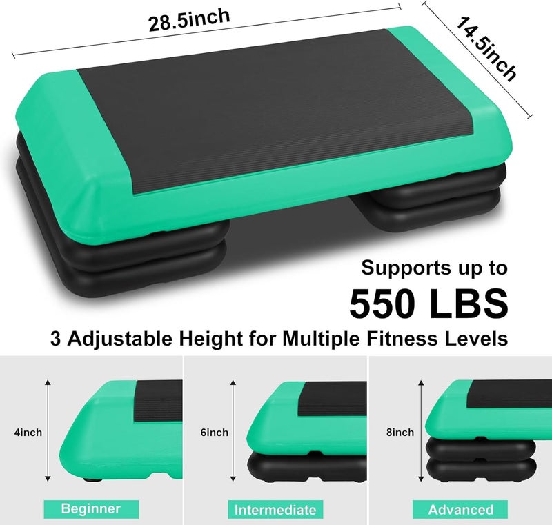 HooKung Adjustable Aerobic Stepper Workout Step with 4 Risers Fitness & Exercise Platform Trainer - Image 2