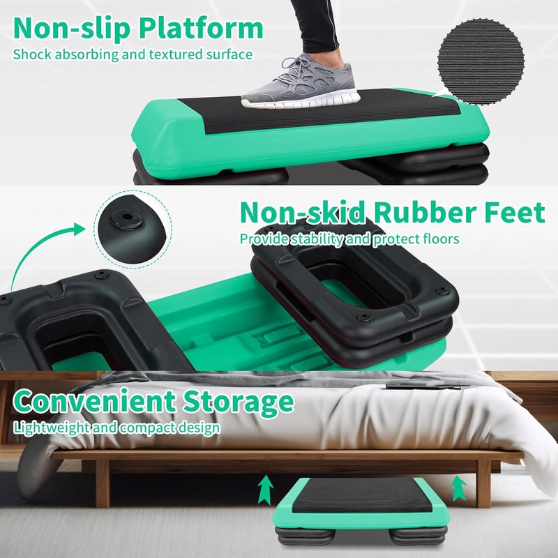 HooKung Adjustable Aerobic Stepper Workout Step with 4 Risers Fitness & Exercise Platform Trainer - Image 5
