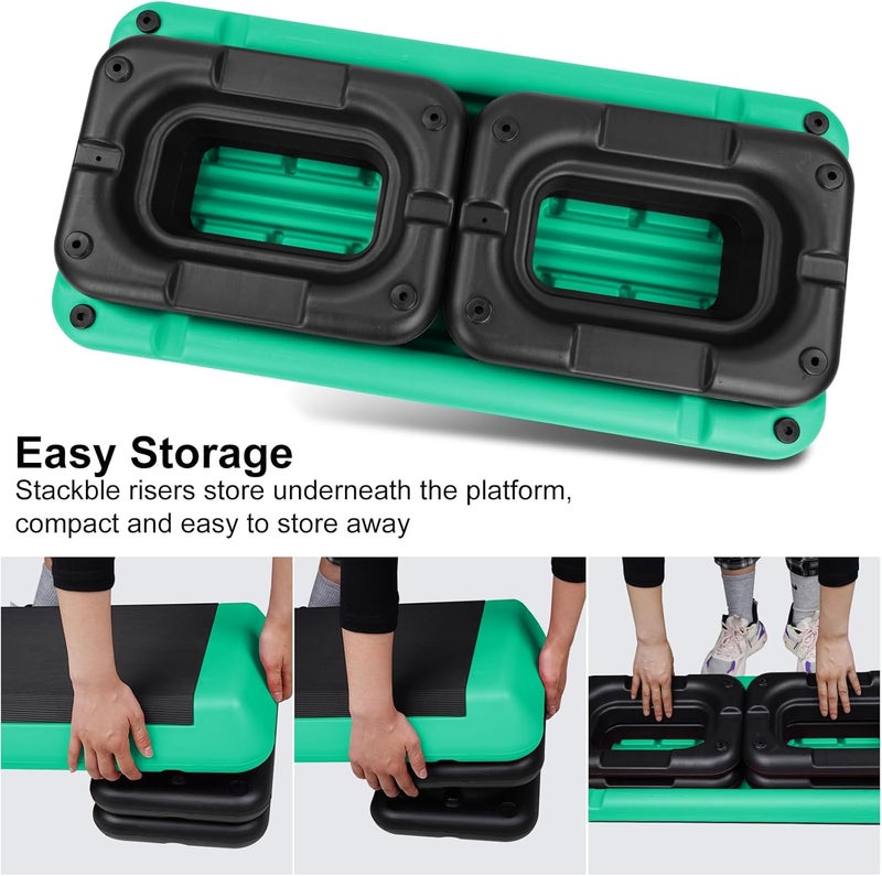 HooKung Adjustable Aerobic Stepper Workout Step with 4 Risers Fitness & Exercise Platform Trainer - Image 4