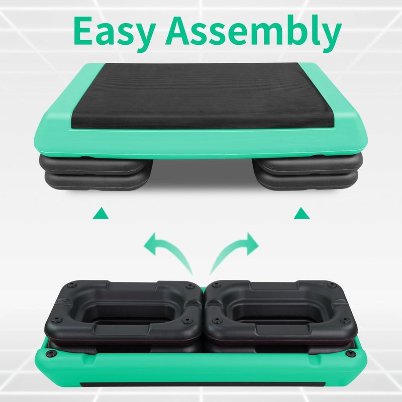 HooKung Adjustable Aerobic Stepper Workout Step with 4 Risers Fitness & Exercise Platform Trainer - Image 3