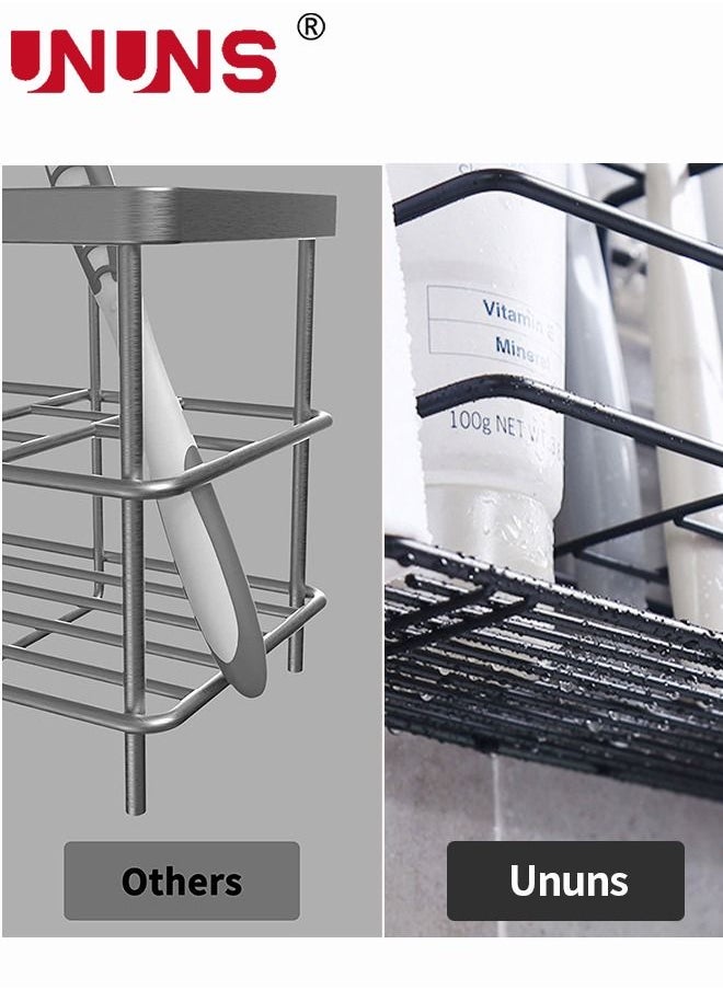 UNUNS - Toothbrush Holders For Bathroom,Wall Mounted Toothpaste And Toothbrush Holder With 5 Slots And 2 Cup Positions,Bathroom Storage Organizer Stand Rack For Toothpaste,Facial Cleanser,Comb,Black - Image 1