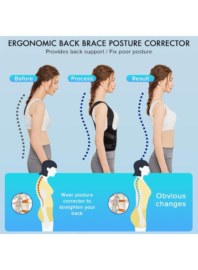 Yakiter Back Brace, Yakiter Upgraded Full Back Brace Support, Posture Corrector for Women and Men, Adjustable Shoulder Straightener for Improving Back Posture, Relieves pain, Lumbar,Shoulder Pain (Black) - Image 3