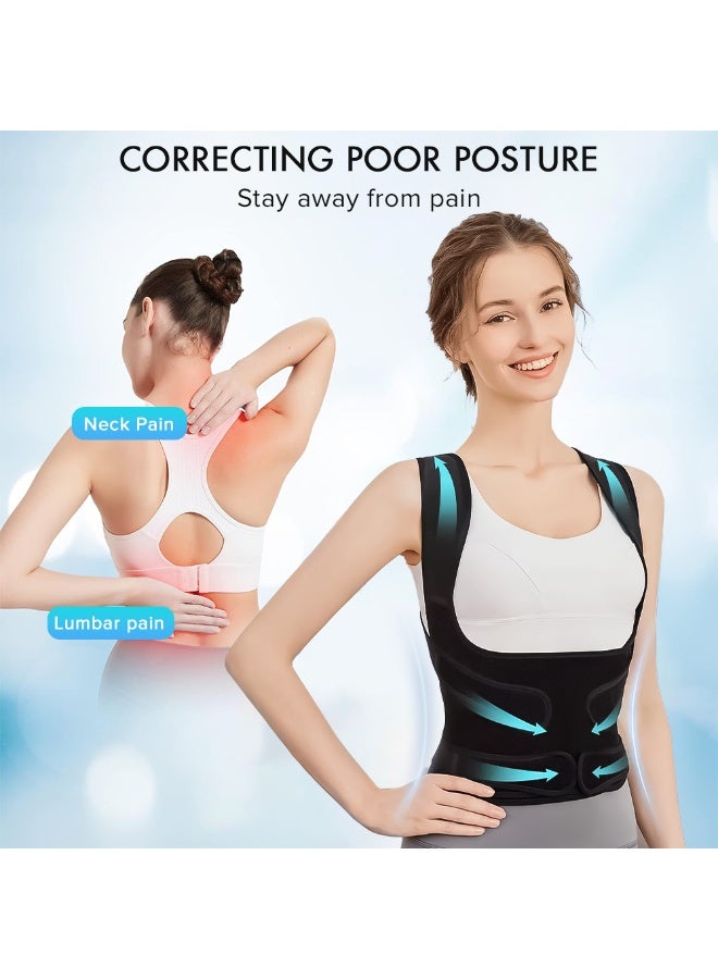 Yakiter Back Brace, Yakiter Upgraded Full Back Brace Support, Posture Corrector for Women and Men, Adjustable Shoulder Straightener for Improving Back Posture, Relieves pain, Lumbar,Shoulder Pain (Black) - Image 4