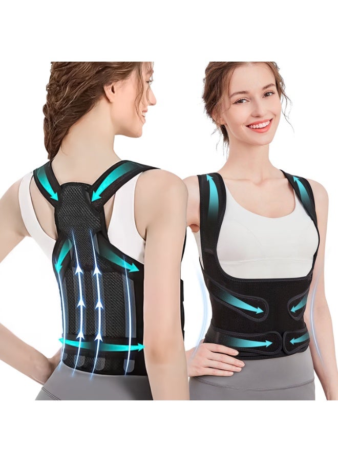 Yakiter Back Brace, Yakiter Upgraded Full Back Brace Support, Posture Corrector for Women and Men, Adjustable Shoulder Straightener for Improving Back Posture, Relieves pain, Lumbar,Shoulder Pain (Black) - Image 1