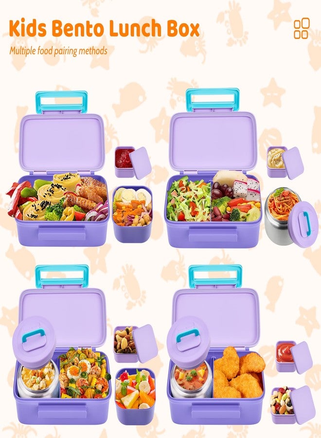JXXM - Bento Lunch Box for Kids and Adults with 8oz Soup Thermos, Leakproof Lunch Container with 2 Compartments, Thermal Food Container for School (Purple) - Image 4