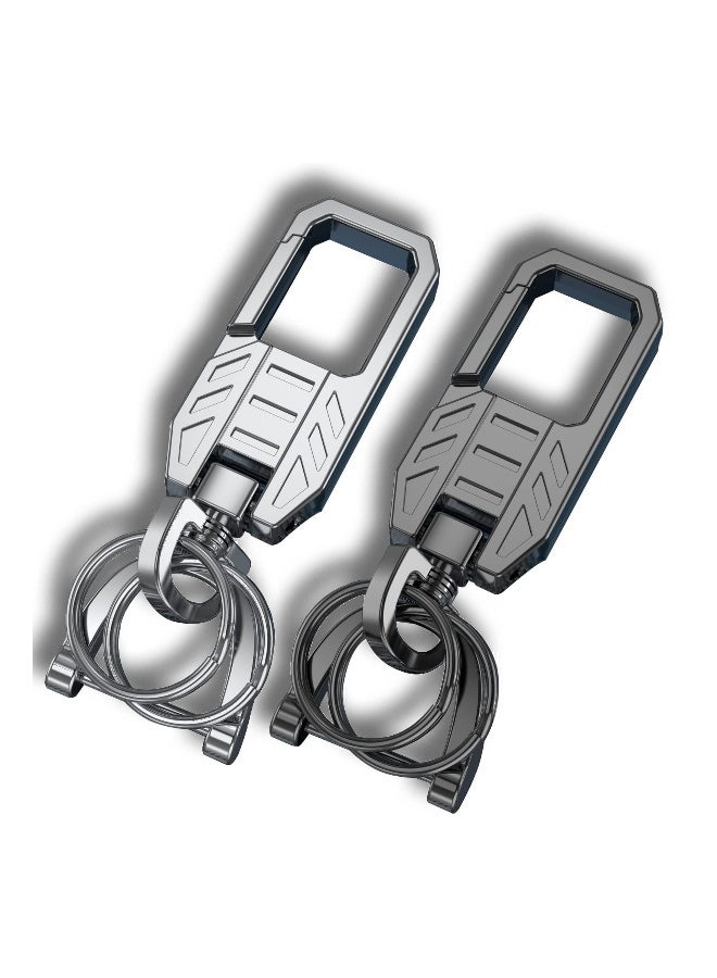Metal Keychain Car Fob Key Chain Holder Clip - Stylish Design with Detachable Valet Key Ring & Anti-Lost D-Ring for Men and Women - Perfect for Organizing Keys - Image 1
