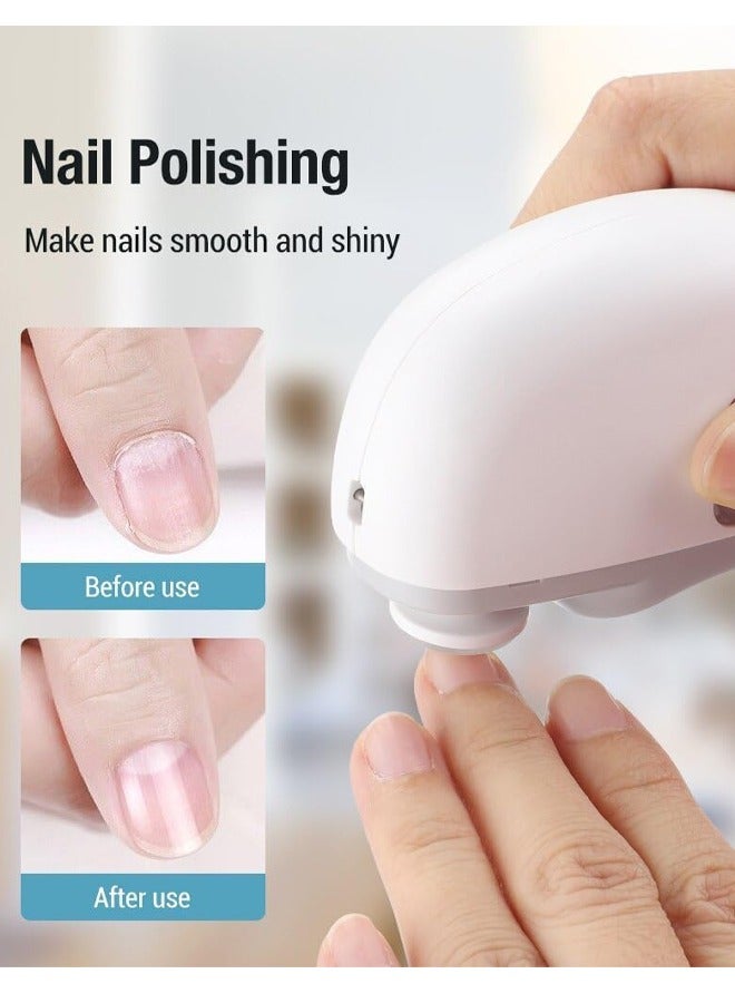 Electric Nail Clippers 2 in 1 Portable Rechargeable Electric Polishing Automatic Nail Clippers Pro with Light Safety Fingernail Trimmer for Newborn Infant Toddler or Adults Fingernails Care Pink