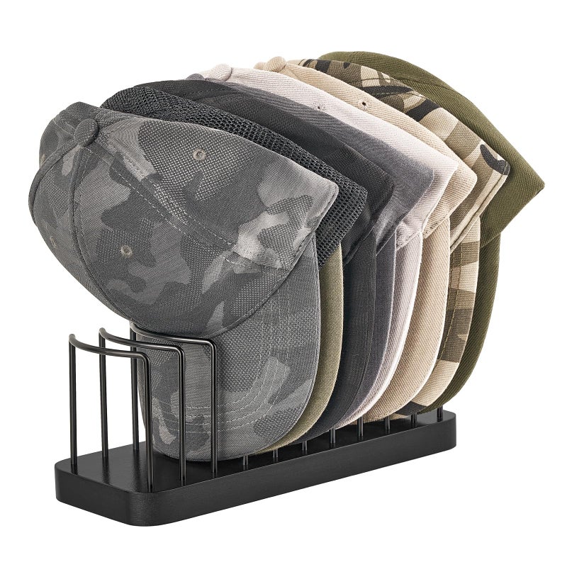 Mkono Hat Organizer for Baseball Caps, Hat Holder for 10 Baseball Caps, Tabletop Hat Rack Stand Hat Storage Display Cap Organizer for Desk Closet Shelf Dresser (Black, Small) - Image 1
