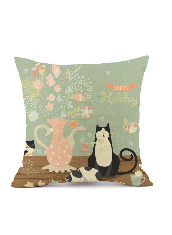 نيبمينينت غطاء وسادة بطبعة "Happy Holiday" بيج/أسود/وردي 45x45سم
