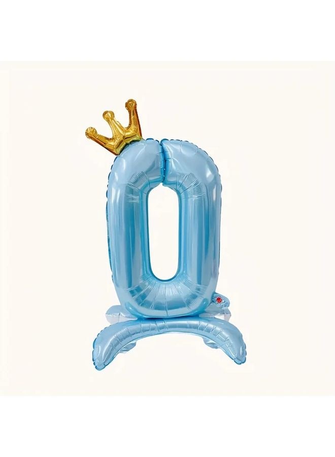 Giant 32 Inches Light Blue Crown Foil Number Balloons 2pcs Home Party Decoration - Image 2