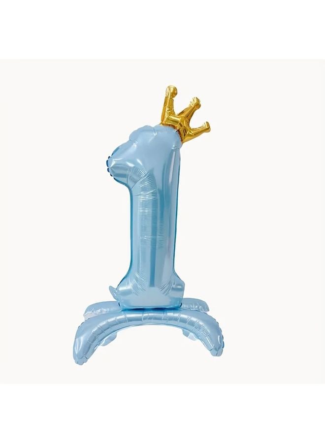 Giant 32 Inches Light Blue Crown Foil Number Balloons 2pcs Home Party Decoration - Image 5