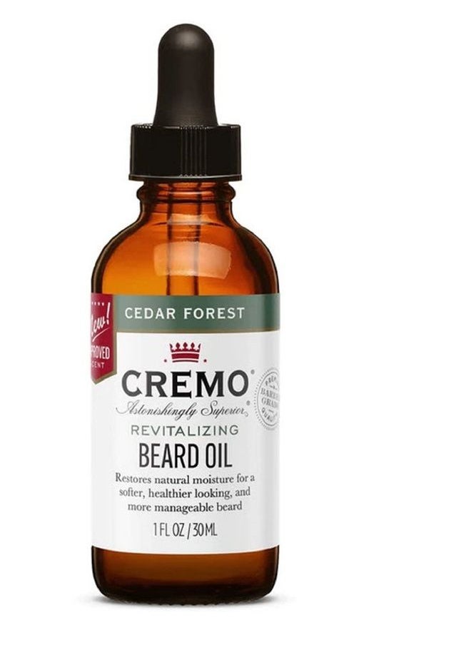 cremo Beard Oil, Revitalizing Cedar Forest, 1 fl oz - Restore Natural Moisture and Soften Your Beard To Help Relieve Beard Itch  - Image 1