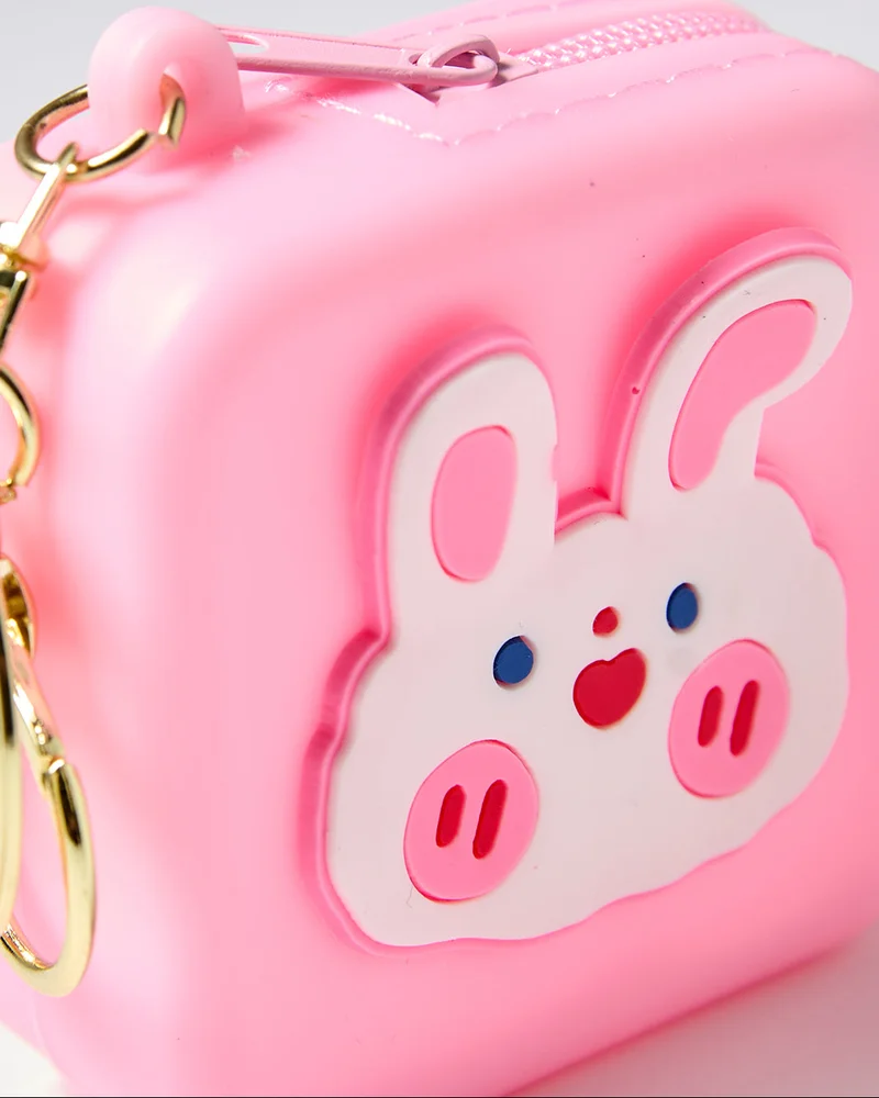 REDTAG Girls Pink Mini Square Silicone Coin Pouch