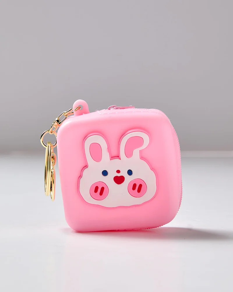 REDTAG Girls Pink Mini Square Silicone Coin Pouch