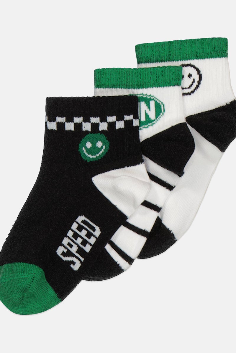 RBX Kids Boy 5 Pairs Graphic Printed Non Terry Quarter Socks, Multicolor - Image 2