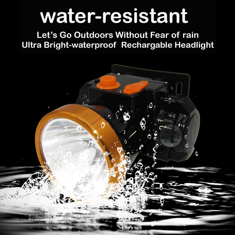 RENMAX 2 in 1 Bright Rechargeable ABS Plastic Head Torch Weatherproof LED Flash Blinker Spotlight for Cycling Camping Caving Hiking Hunting Trekking - 1Pc (50W with Blinker) - Image 4