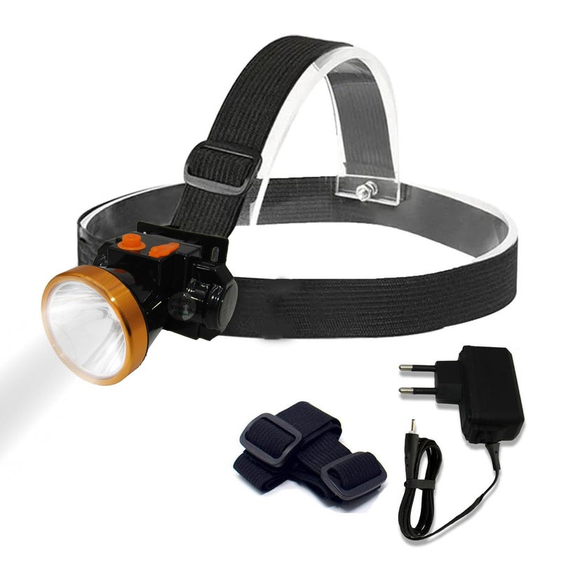 RENMAX 2 in 1 Bright Rechargeable ABS Plastic Head Torch Weatherproof LED Flash Blinker Spotlight for Cycling Camping Caving Hiking Hunting Trekking - 1Pc (50W with Blinker) - Image 1