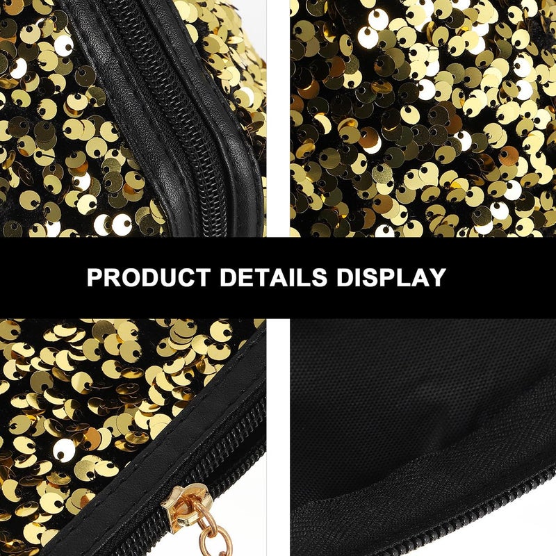 Large Capacity Sequin Makeup Bag Travel Toiletry Organizer Wide Open Compartment For Lipsticks Brushes - Image 5