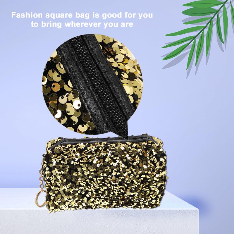 Large Capacity Sequin Makeup Bag Travel Toiletry Organizer Wide Open Compartment For Lipsticks Brushes - Image 4