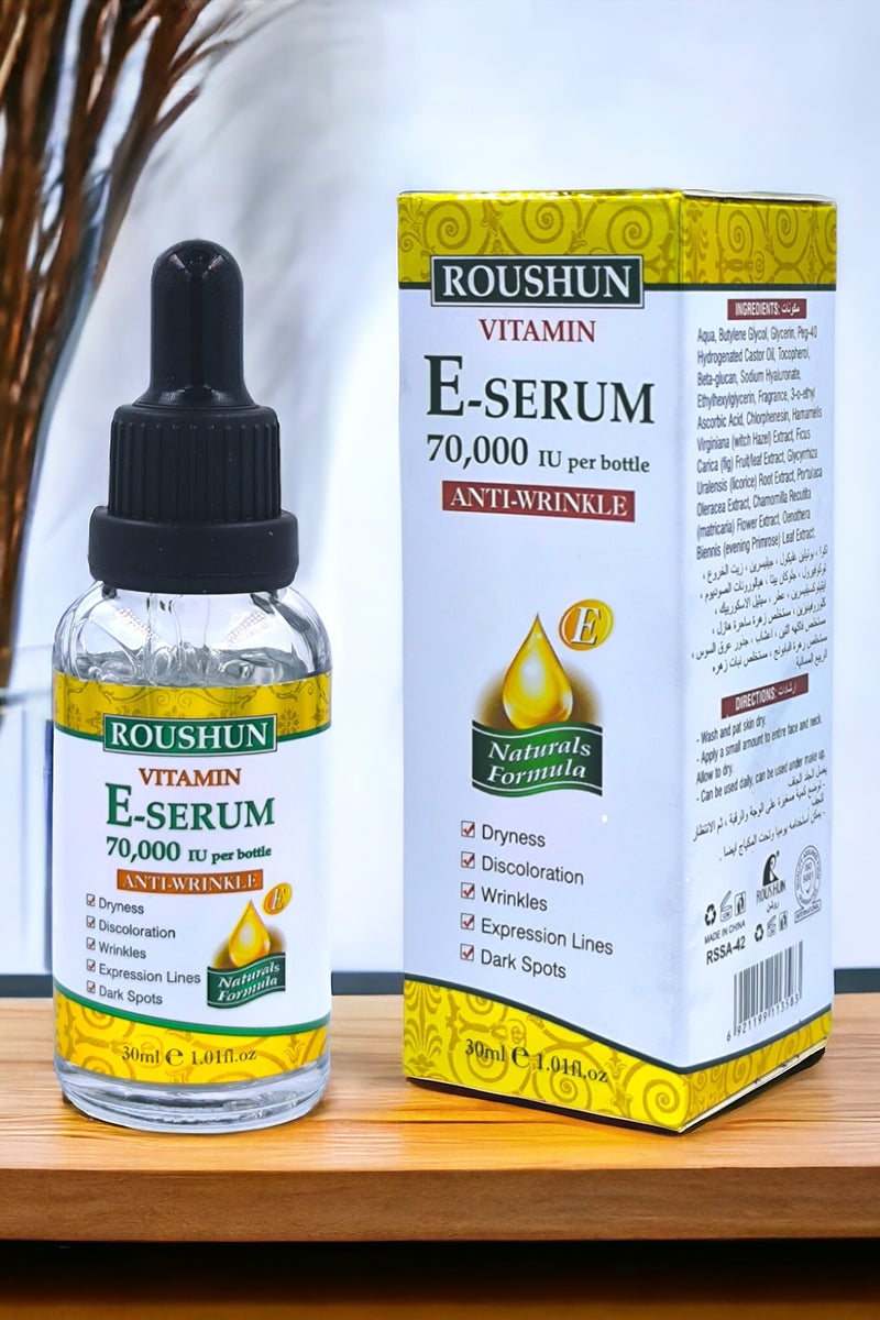 ROUSHUN VITAMIN E-SERUM 70,000 IU per bottle ANTI-WRINKLE 30 ML - Image 2