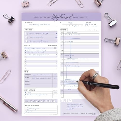 Goody Farm Daily Notepad Planner Schedule To Do List - Stay Focused 50 Tear Off Premium USA (Purple Taro) - Image 5