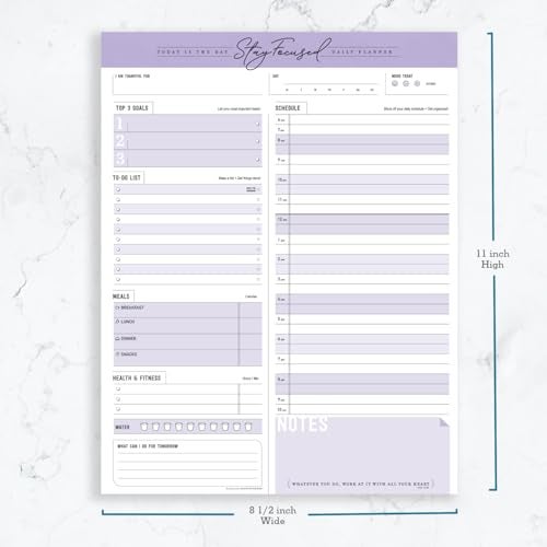 Goody Farm Daily Notepad Planner Schedule To Do List - Stay Focused 50 Tear Off Premium USA (Purple Taro) - Image 3
