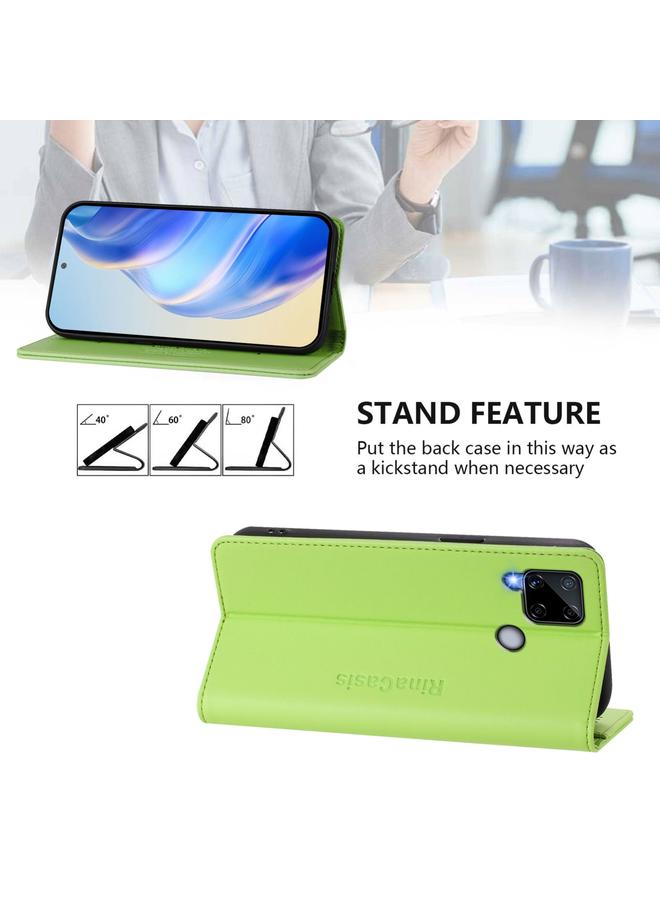 S-TOP Case For Realme C25 / C15 / C12 / C25s RC01 Dual-Folded Magnetic Suction RFID Leather Phone Case - Image 4