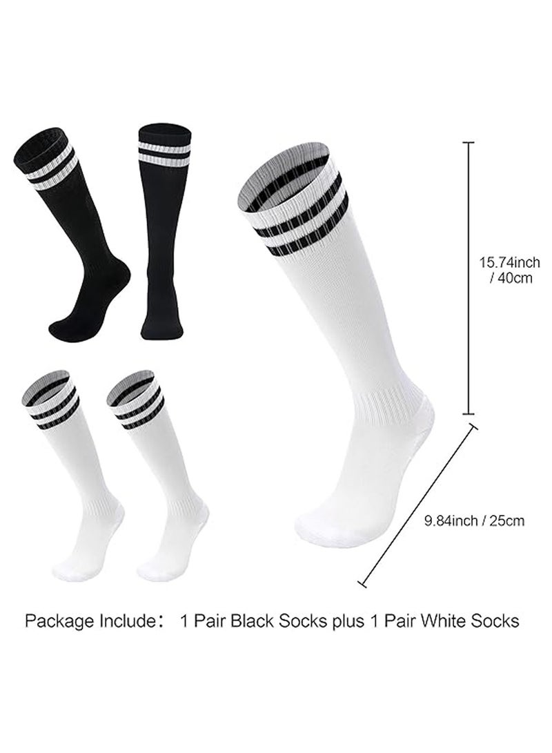 Beauenty 2 Pairs Kids Soccer Socks Basketball Socks Long Football Knee High Athletic Socks School Team Dance Sports Socks Runing Socks Wear Sport Comfort Cushioned Breathable for 5 to 12 Youth Boys Girls - Image 3