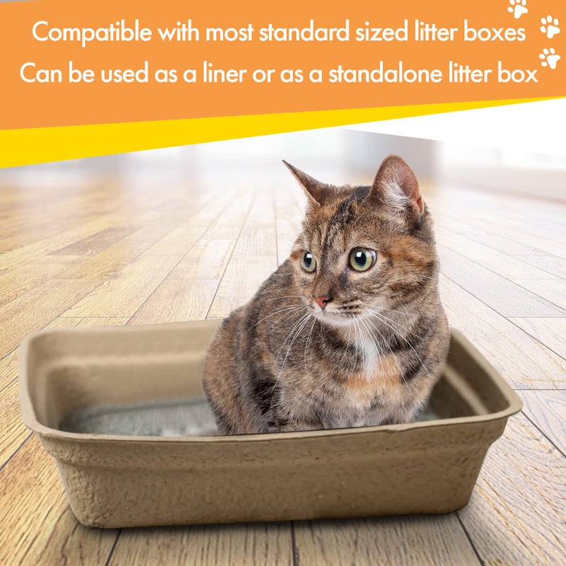 Animaru Disposable Litter Boxes for Cats, 8 Pack, Large - 17"x13"x4", Animaru, Use as Disposable Cat Litter Tray or as Disposable Cat Litter Box Liner, Sturdy, Leak Resistant and Sustainable - Image 3