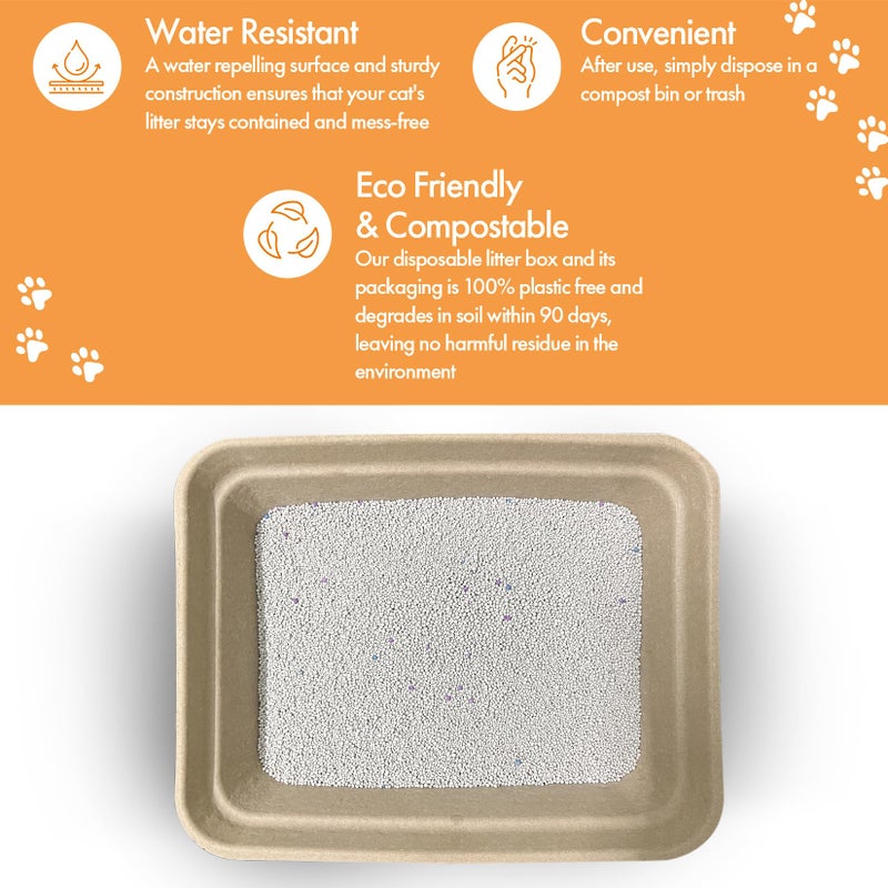 Animaru Disposable Litter Boxes for Cats, 8 Pack, Large - 17"x13"x4", Animaru, Use as Disposable Cat Litter Tray or as Disposable Cat Litter Box Liner, Sturdy, Leak Resistant and Sustainable - Image 4