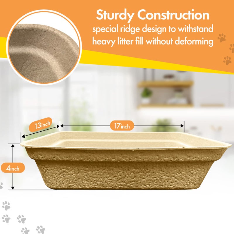 Animaru Disposable Litter Boxes for Cats, 8 Pack, Large - 17"x13"x4", Animaru, Use as Disposable Cat Litter Tray or as Disposable Cat Litter Box Liner, Sturdy, Leak Resistant and Sustainable - Image 2