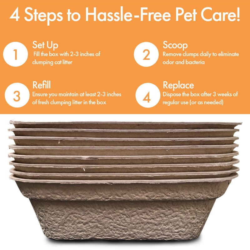 Animaru Disposable Litter Boxes for Cats, 8 Pack, Large - 17"x13"x4", Animaru, Use as Disposable Cat Litter Tray or as Disposable Cat Litter Box Liner, Sturdy, Leak Resistant and Sustainable - Image 5