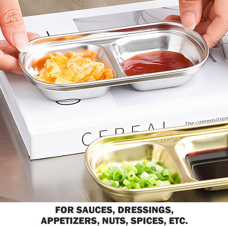DOERDO DD 2Pcs Dipping Sauce Tray 2 Compartment Appetizer Serving Trays Snack Dishes for Soy Sauce Ketchup Seasoning 59x33 Inch - Image 4