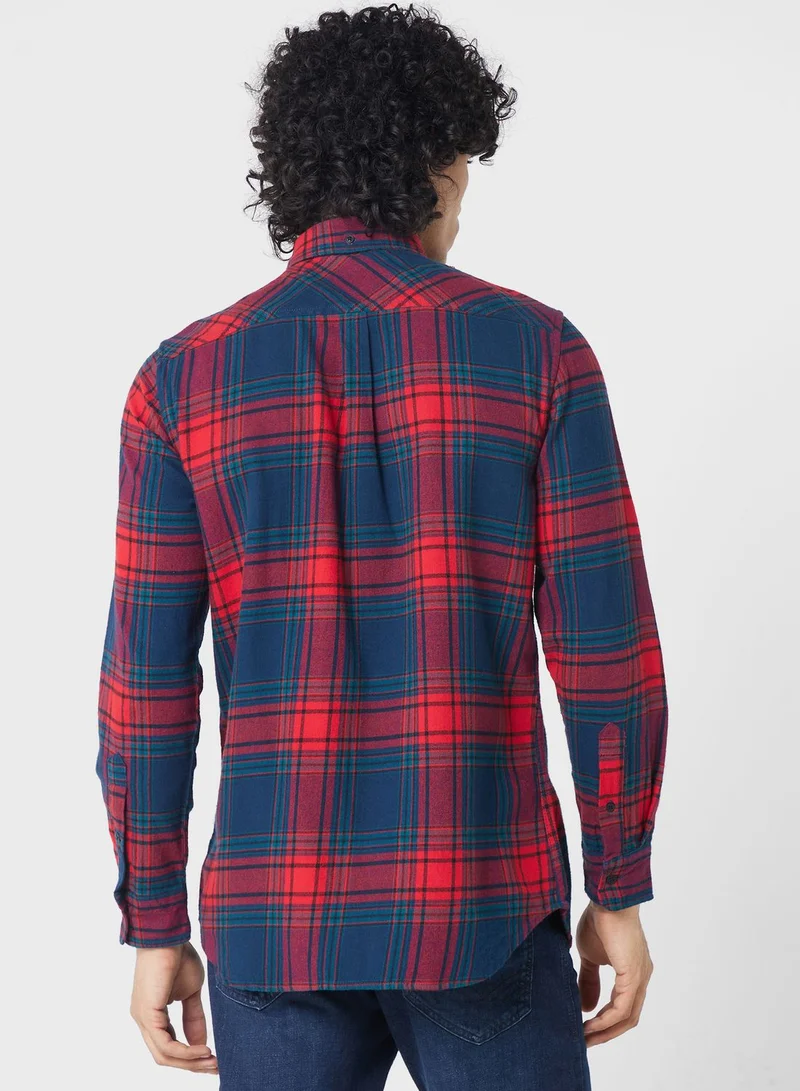 لي كوبر Flap Pockets Regular Fit Checked Shirt