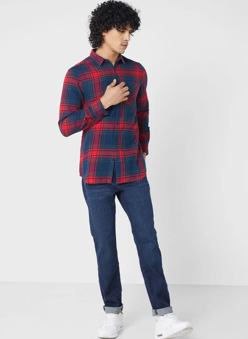 لي كوبر Flap Pockets Regular Fit Checked Shirt