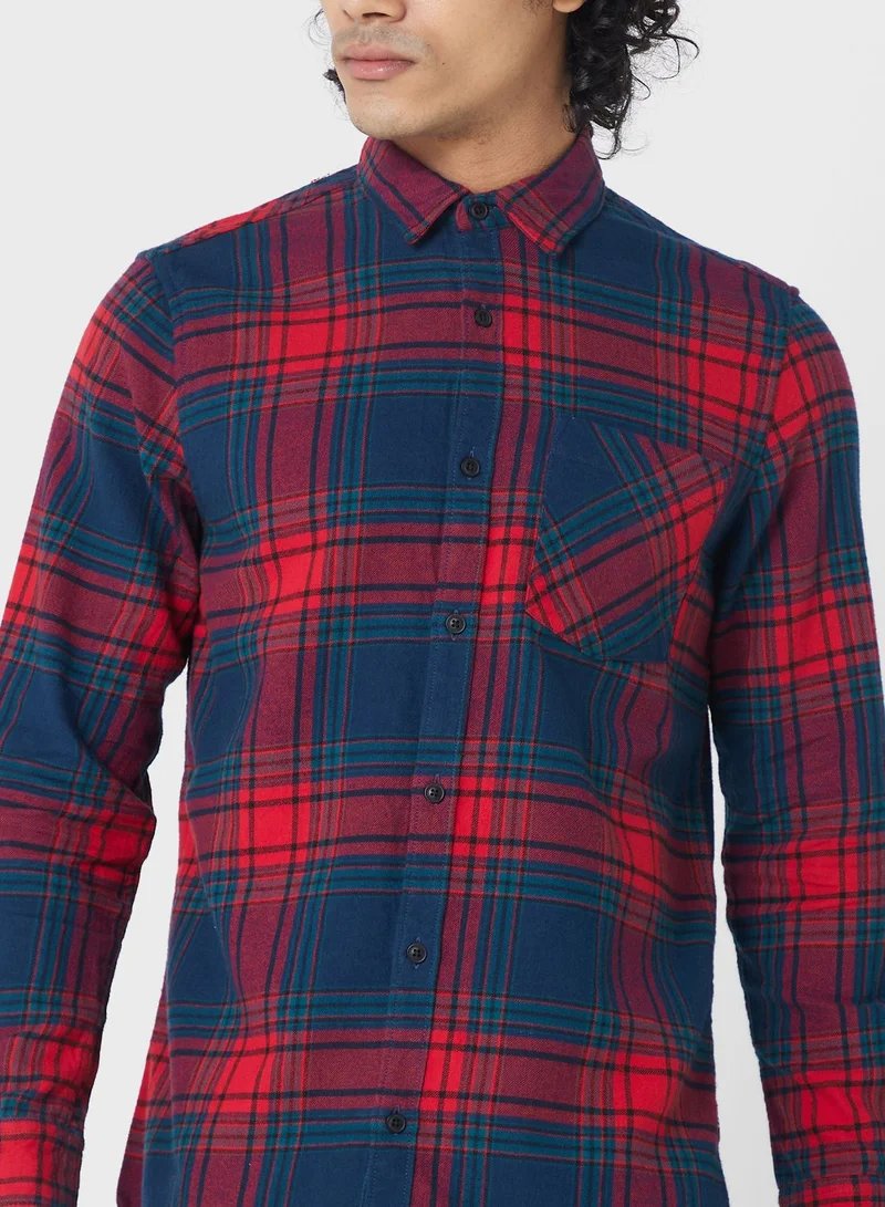 لي كوبر Flap Pockets Regular Fit Checked Shirt