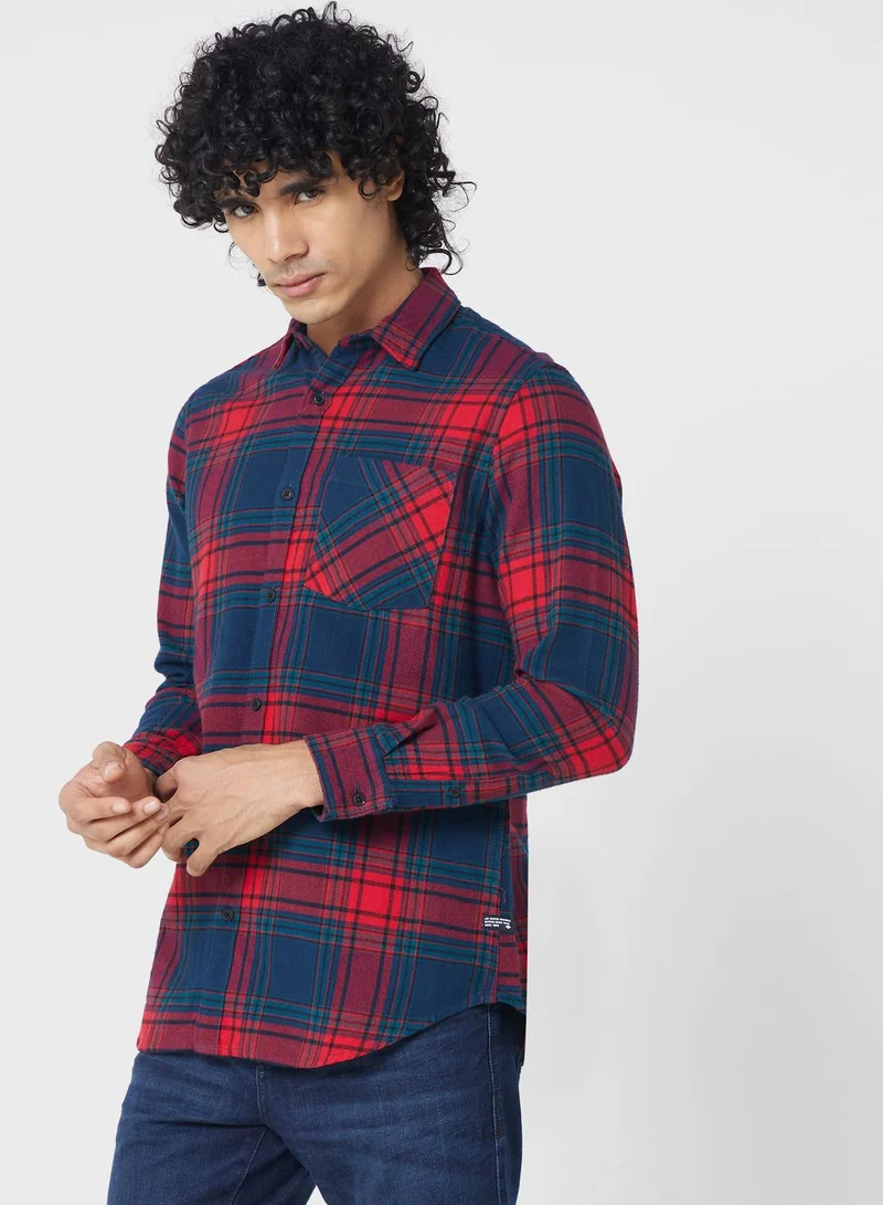 لي كوبر Flap Pockets Regular Fit Checked Shirt