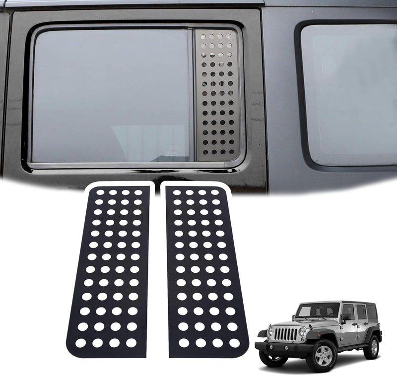 Phamyor Rear Door Window Glass Decals for 2007-2018 Jeep Wrangler JK JKU - 2PCS, Black - Image 1